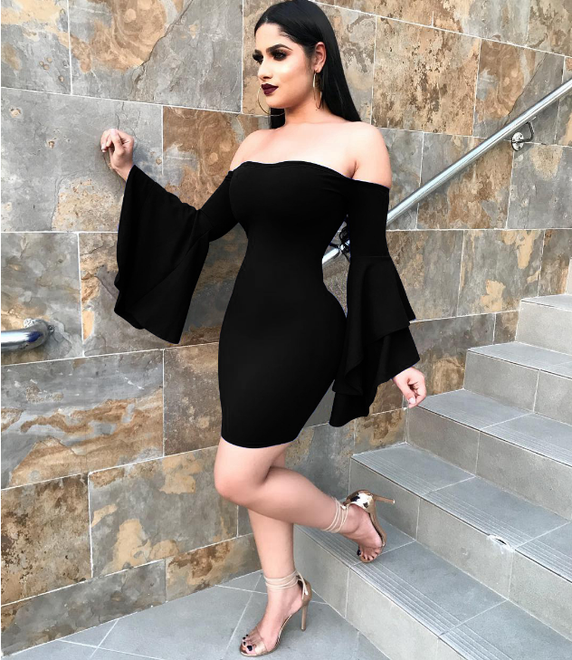 Latina In Tight Black Dress Latina