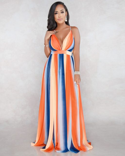 New Trendy Cute Maxi Dress - Sexy Floral Print Deep V Neck Gowns ...