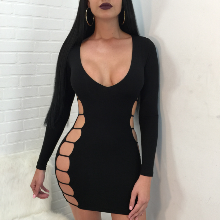 Sexy Latina Fashion Morena Bonita Black Open Side Mini