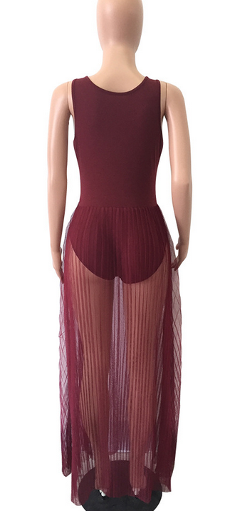 Dresses For Women-Gorgeous Maxi See through Party Dress-Wine Red ...
