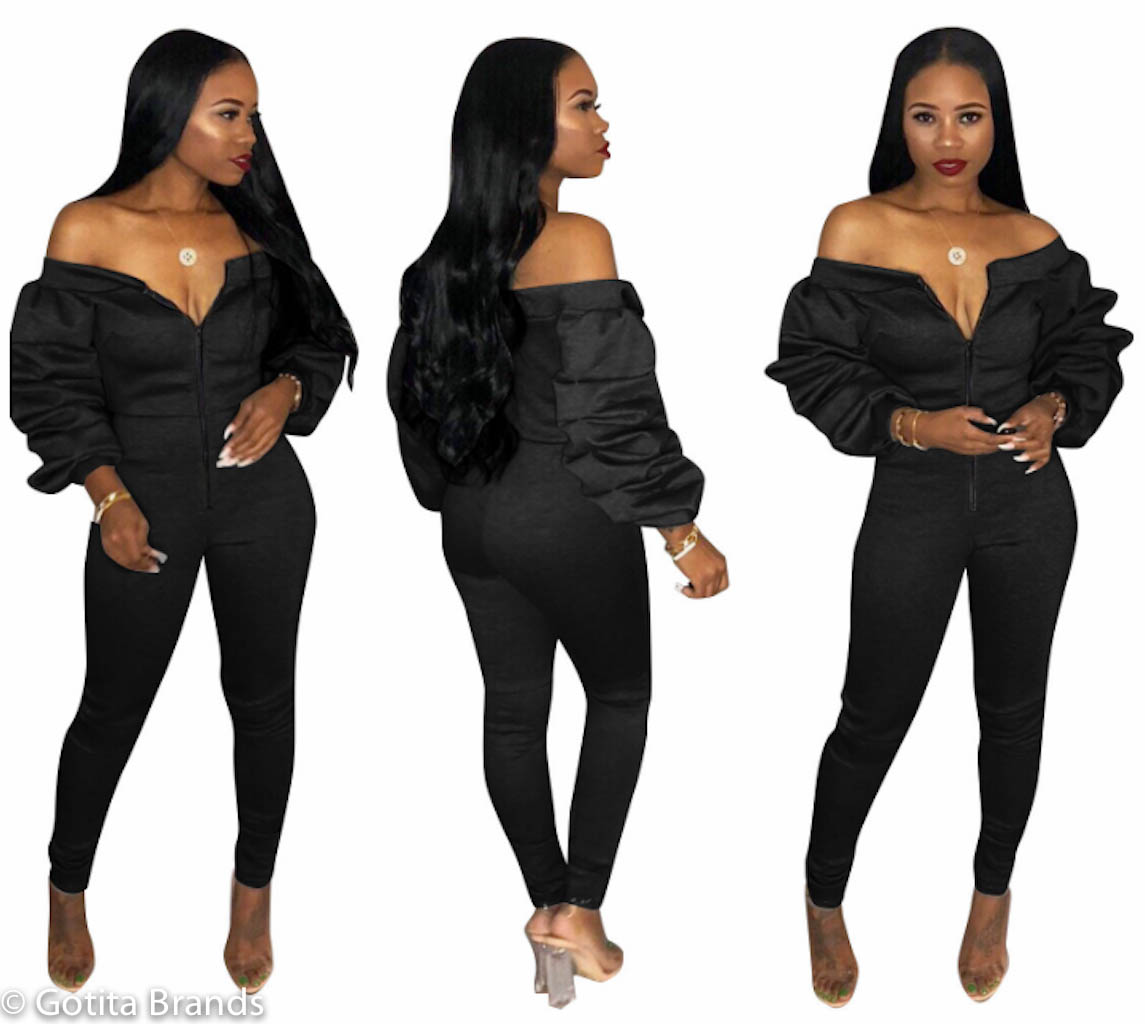 Jumpsuit Outfits - Long Sleeves Fashion Dresses - Trendy Styles - Black ...