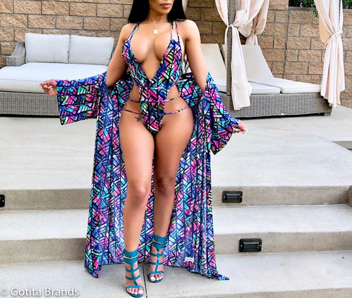 two piece swimsuit with cover up