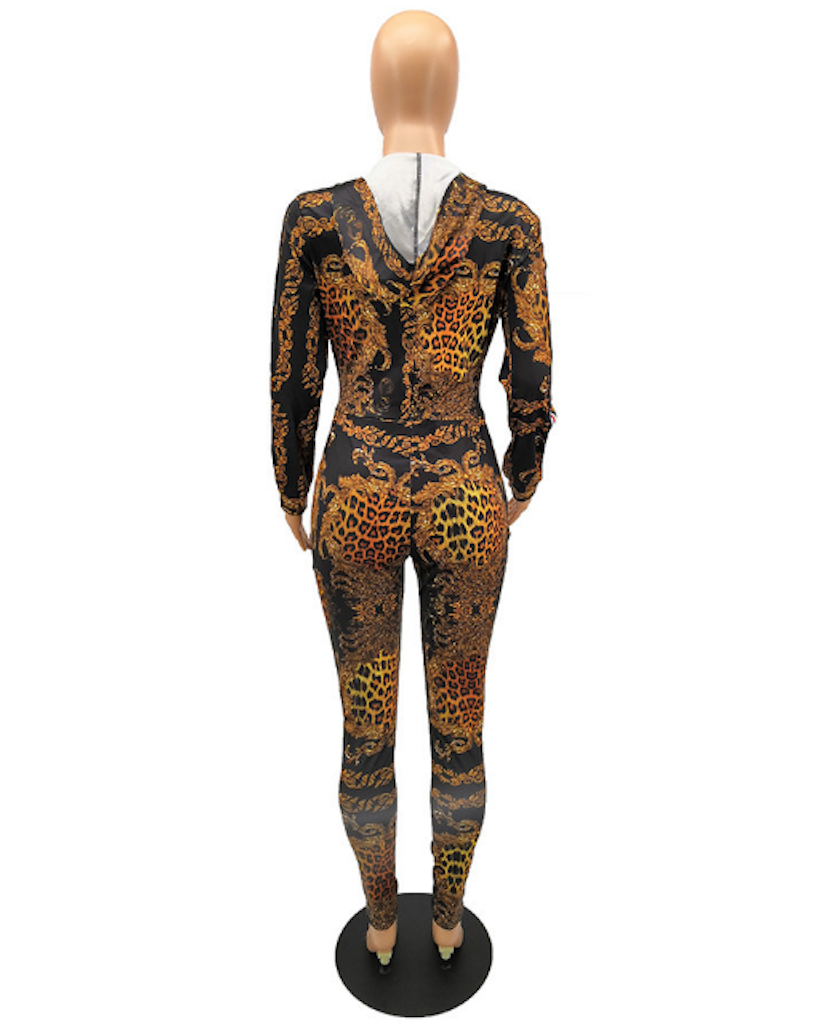 Fabulous Fashion Jumpsuit Hooded Leopard Print Set - Clubwear - GOTITA ...