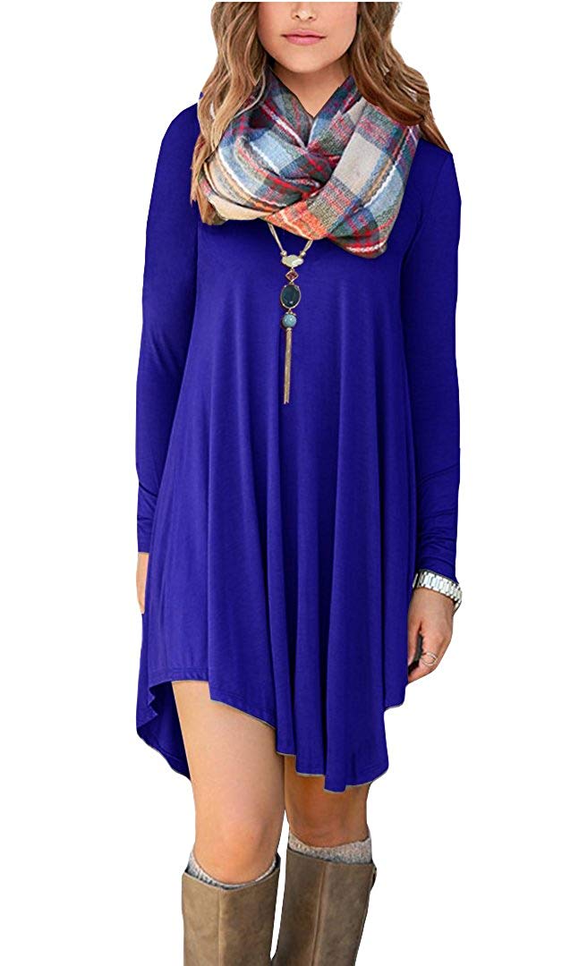 long sleeve blue t shirt dress