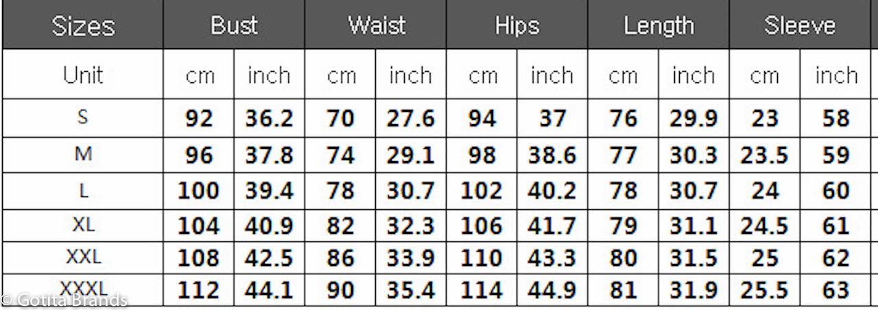 Jumpsuit Size Chart