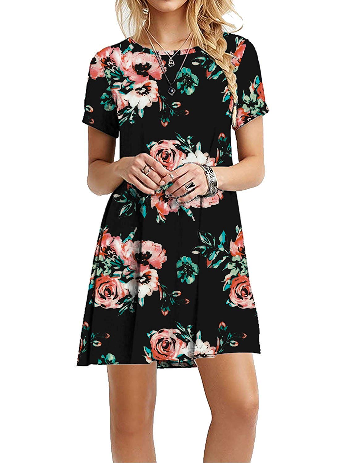 Floral Print Dress For Women – Loose Fit Soft Stretchy Summer Wear ...