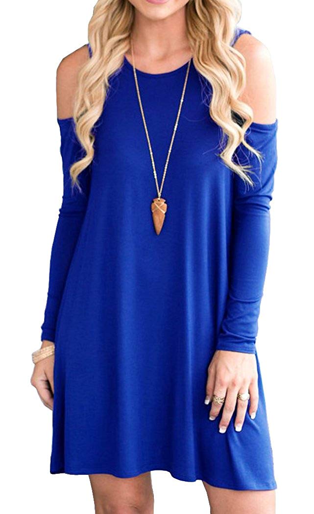 Ladies Deep Blue Dress – Long Sleeves Round Neck Fit To Size | GOTITA ...