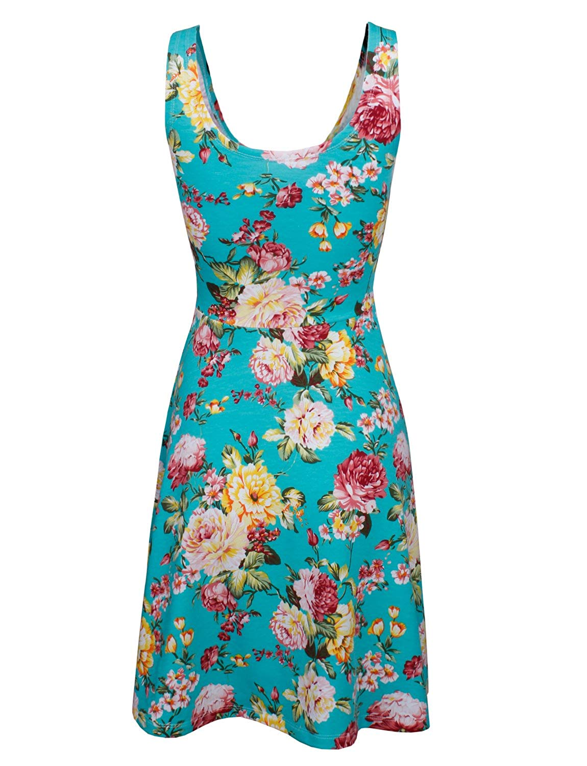 Ladies Green Floral Print Dress – Casual Sleeveless Outfit – Fit And ...