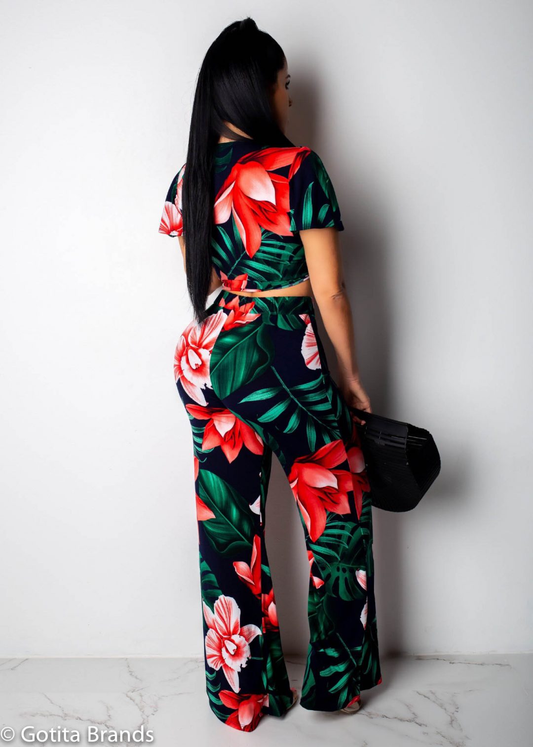 Women's Fashion - Two Piece Pants Sets - Chic Casual Outfit - Floral