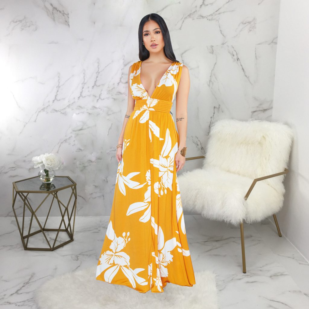 Casual Maxi Dresses Deep VNeckline Summer Party Outfits