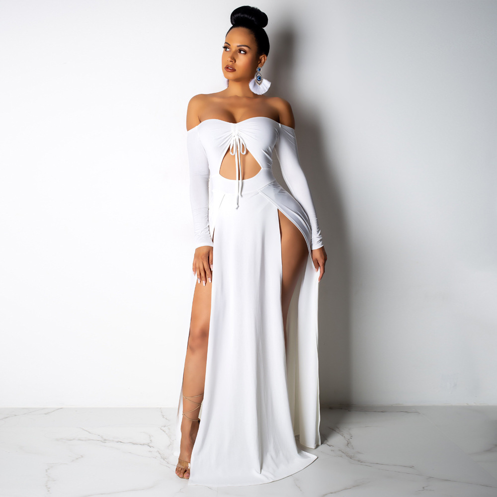 white maxi dress with split