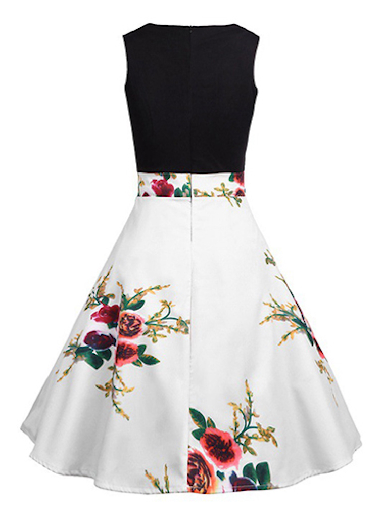 Sleeveless Flared Skirt Dress - Gorgeous Floral Print Party Dresses