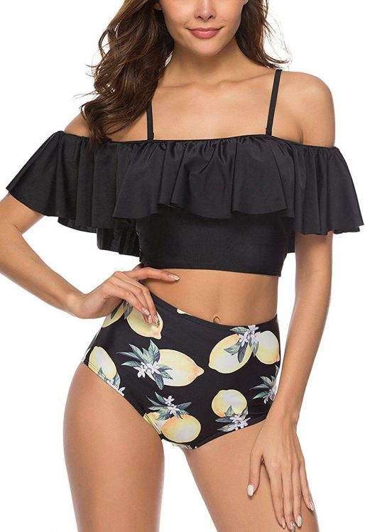 two piece off the shoulder swimsuit