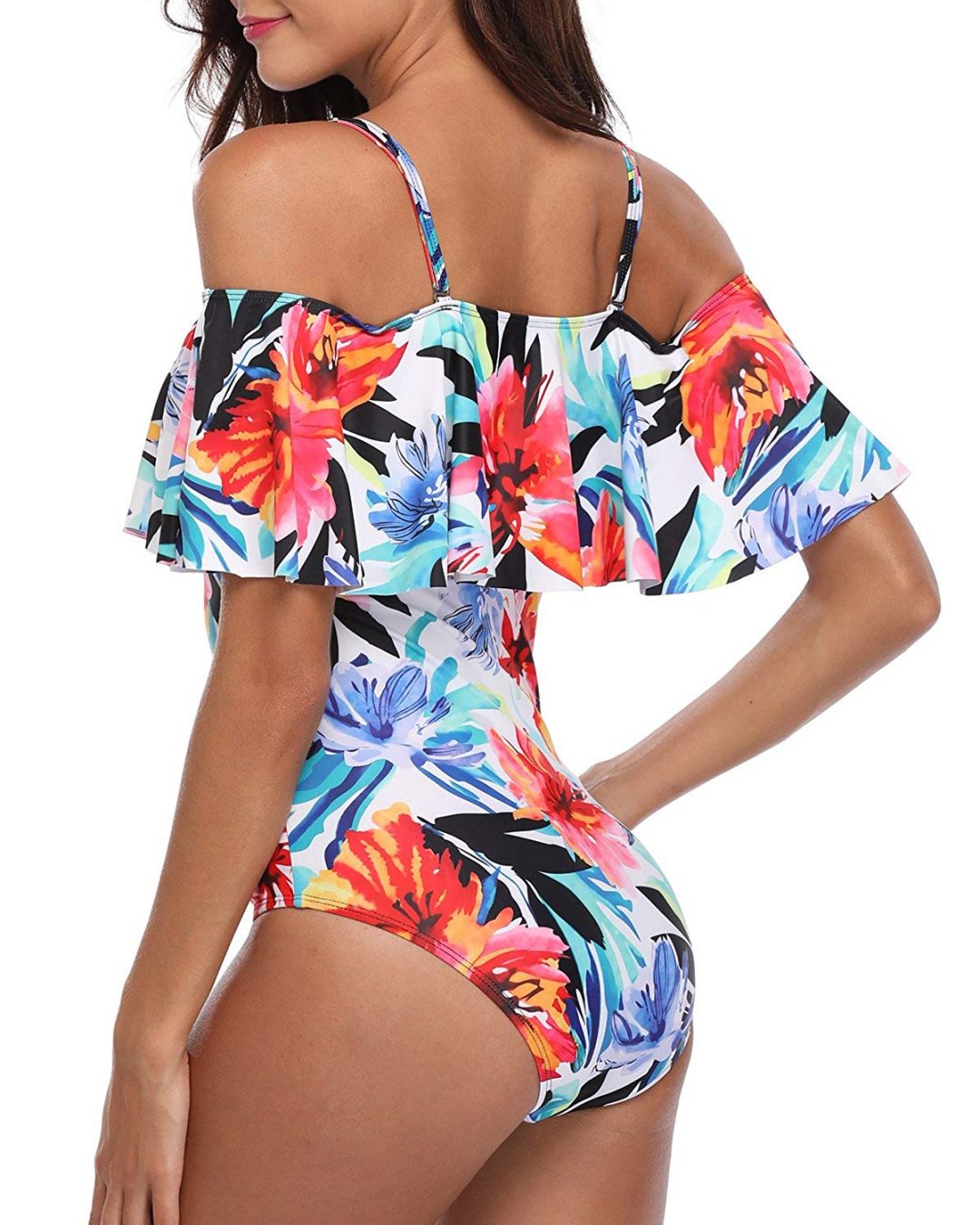 women's one piece ruffle swimsuit off shoulder swimwear bathing suit