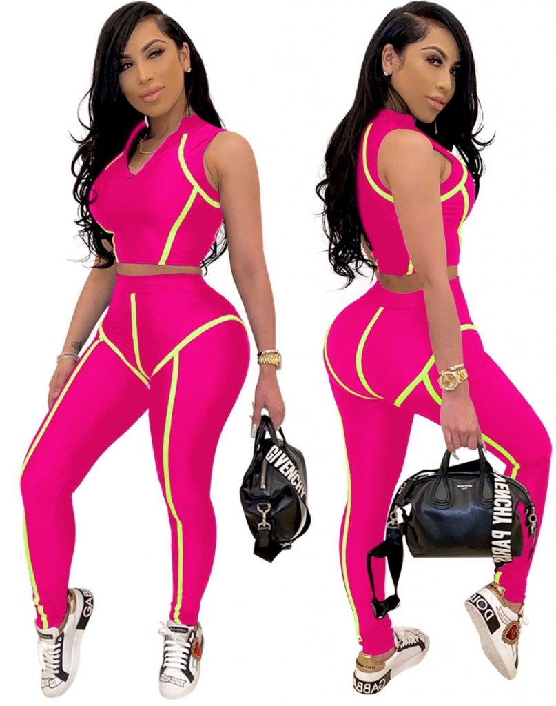 Elegant Women's Sports Wear Set Two Piece Slim Fit Sleeveless Outfit